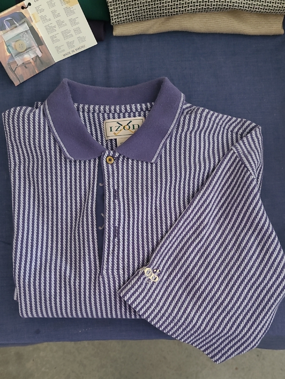 Izod Lavender and White Striped Men’s Polo